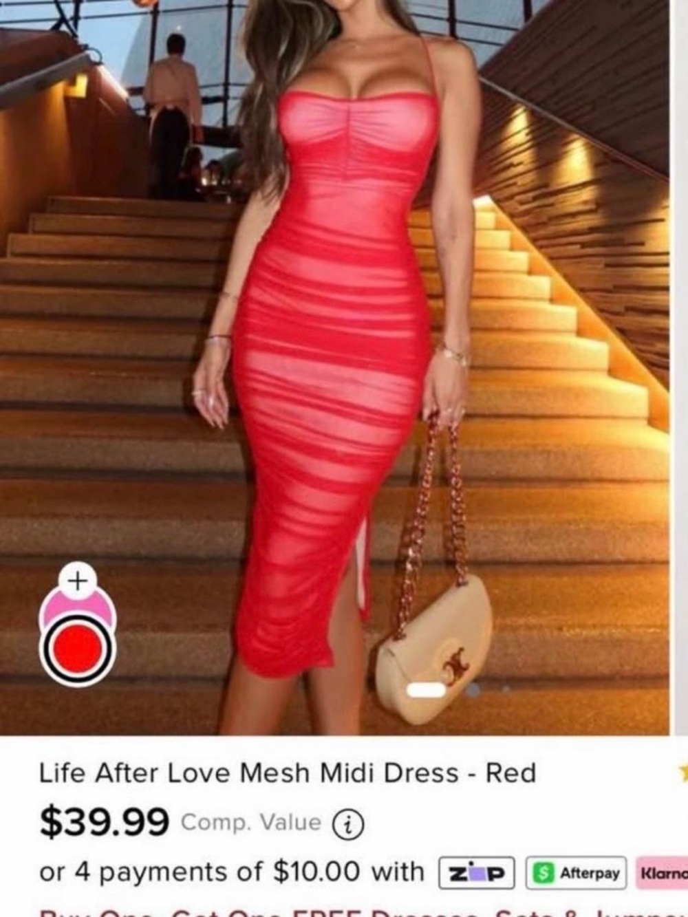 Fashion Nova Red Sheer Mesh Midi Dress